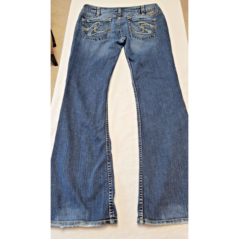 VINTAGE Silver Tuesday Jeans Womens 32/33 Blue Bootcut Distressed Denim